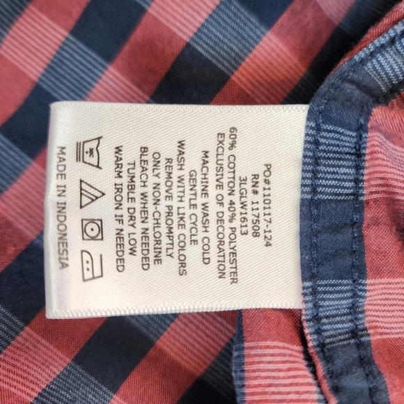 Levi's Strause Burgundy & Blue Plaid Button Down Longsleeve Men's Shirt Size XXL - Picture 4 of 6